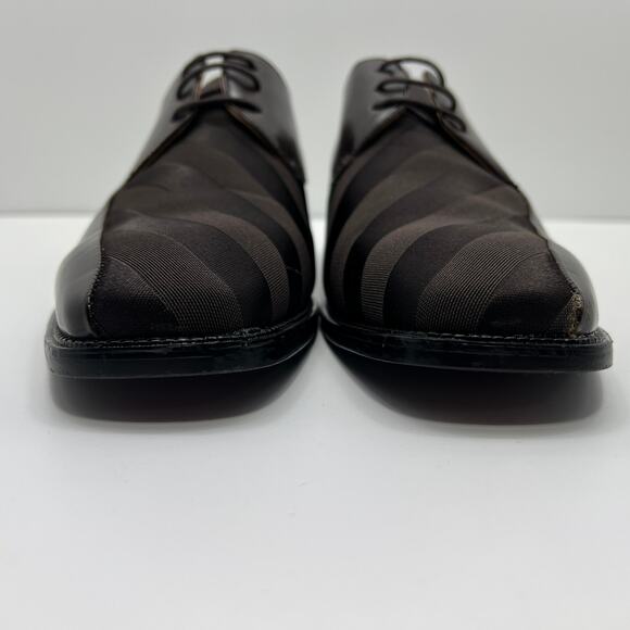 Bolano 185-065 Brown Striped Satin Upper Square Toe Derby Mens 8.5 Dress Shoes - Picture 2 of 9